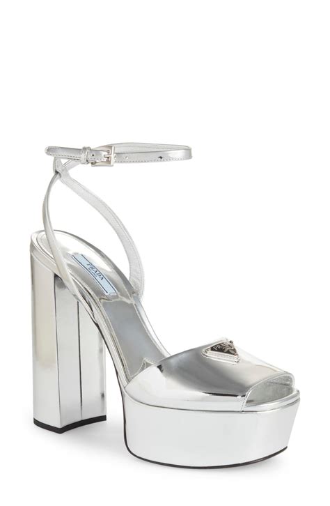 prada sandali argento|prada platform sandals.